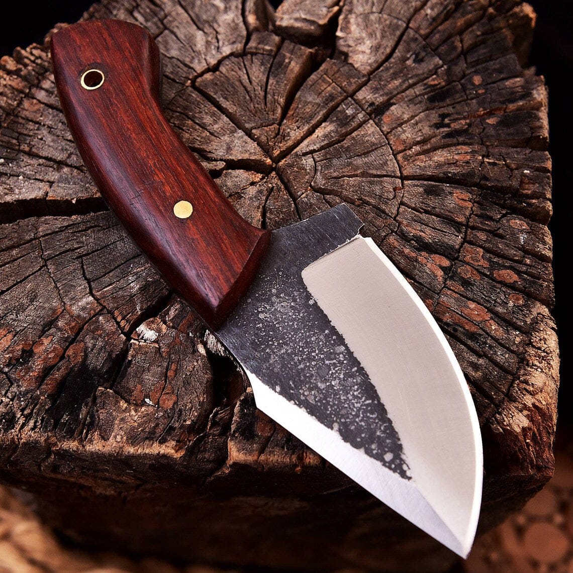 KBS Knives Store Skinning Knives Custom Handmade EDC Skinning Knife with Full Tang Forged 1095 High Carbon Steel Blade and Rosewood Handle - 7 Inches