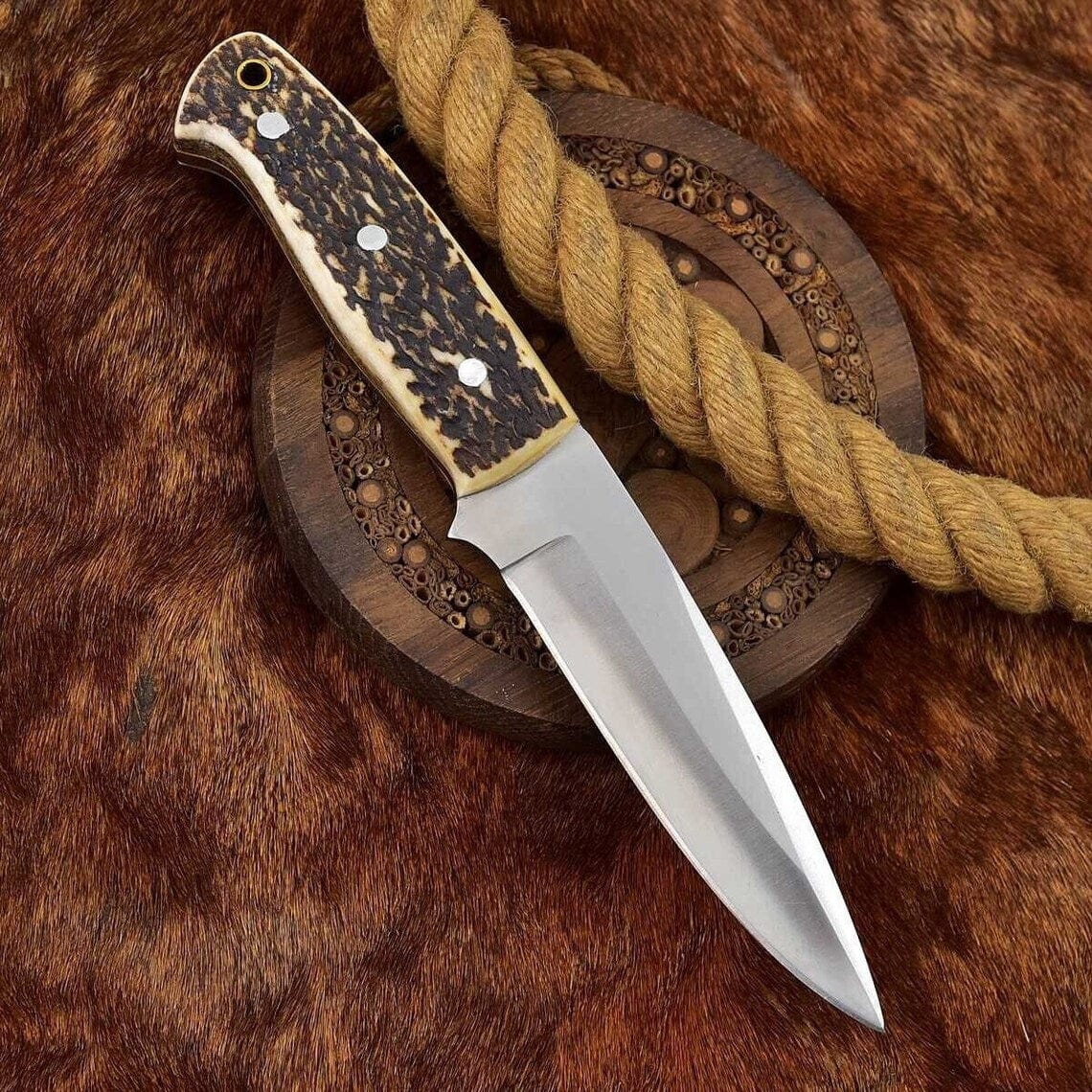 KBS Knives Store Skinning Knives Custom Handmade Fixed Blade Skinning Knife with Leather Sheath