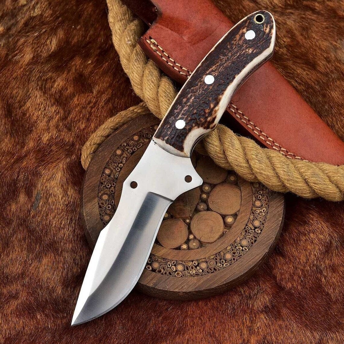 KBS Knives Store Skinning Knives Custom Handmade Good Skinning Knife with Leather Sheath