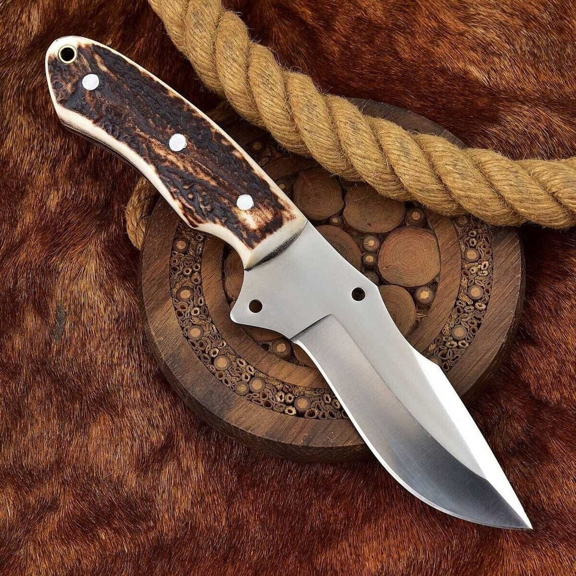 KBS Knives Store Skinning Knives Custom Handmade Good Skinning Knife with Leather Sheath