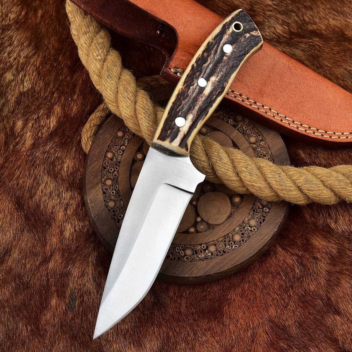 KBS Knives Store Skinning Knives Custom Handmade Great Skinning Knife with Leather Sheath