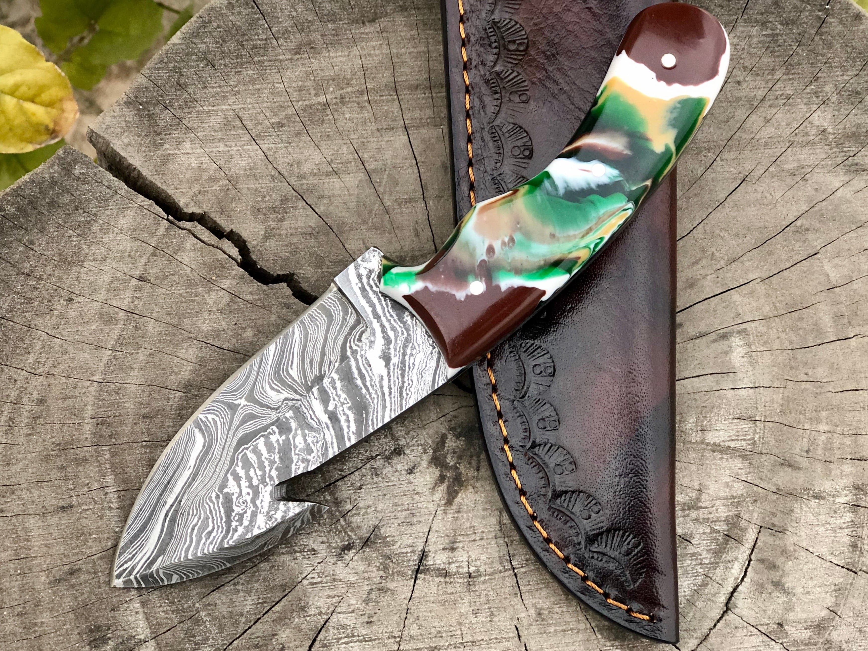 KBS Knives Store Skinning Knives Damascus Guthook Knife