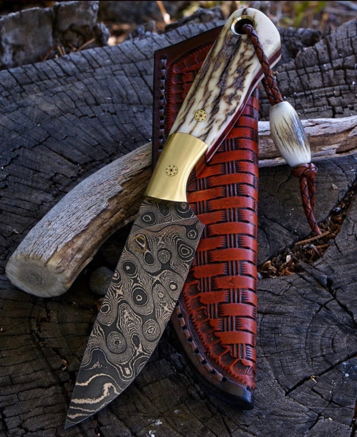 KBS Knives Store Skinning Knives Damascus Raindrop Skinning Knife