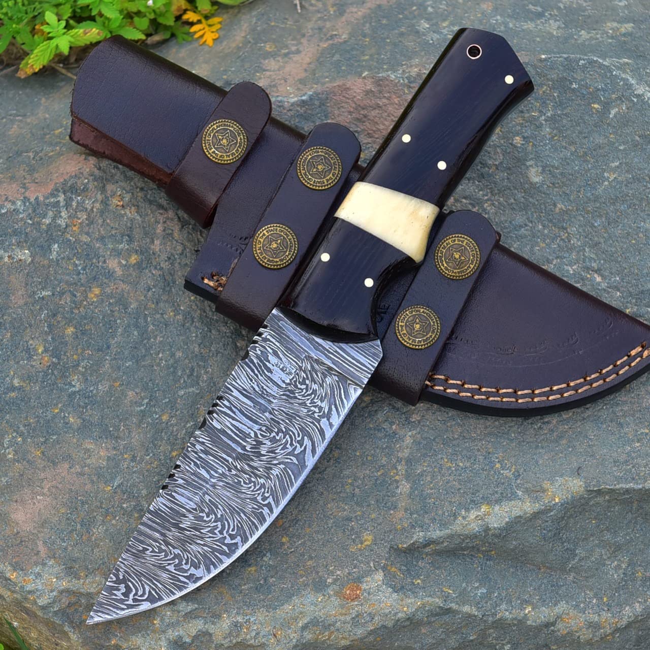 KBS Knives Store Skinning Knives Damascus Skinning Knife-Wenge Wood Handle