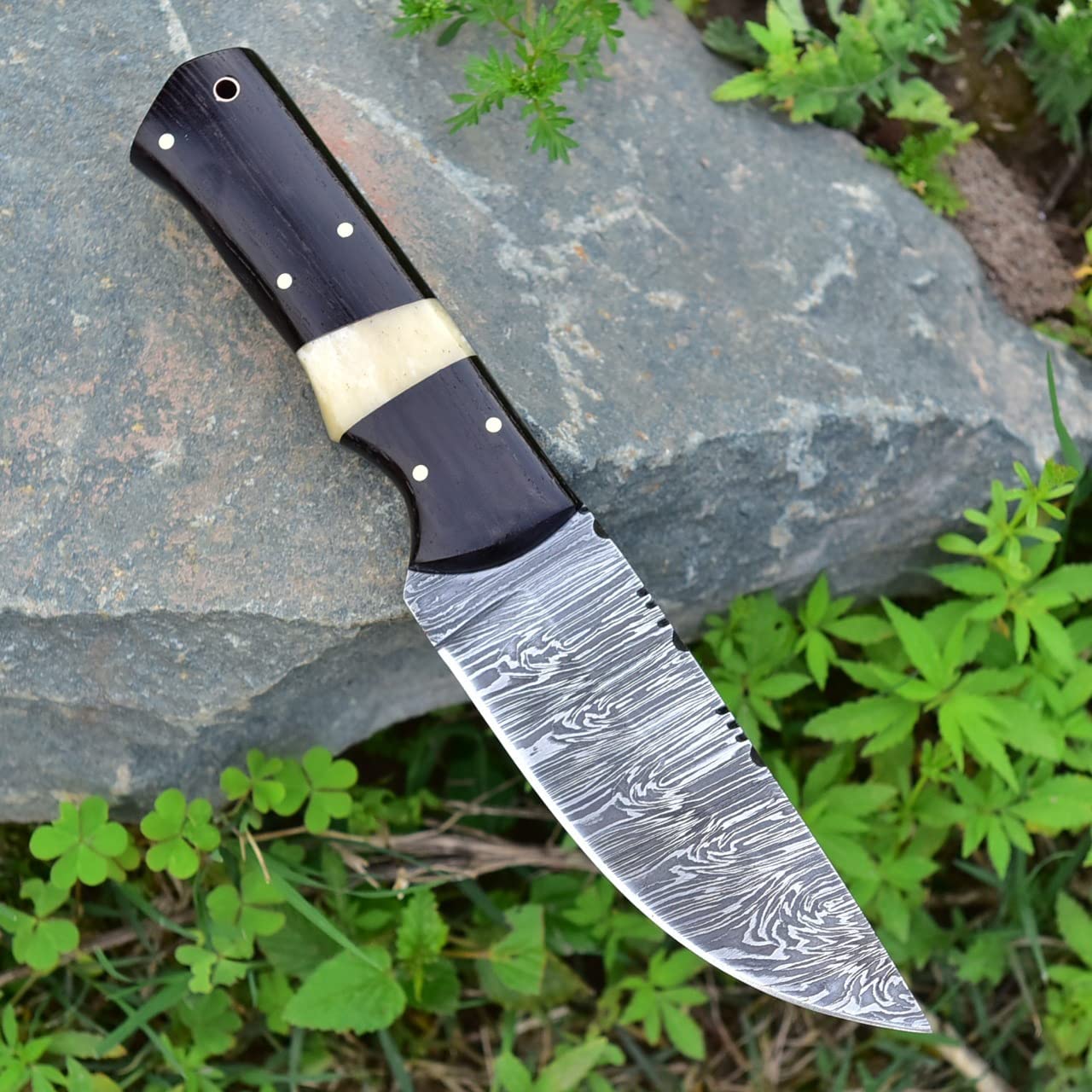 KBS Knives Store Skinning Knives Damascus Skinning Knife-Wenge Wood Handle