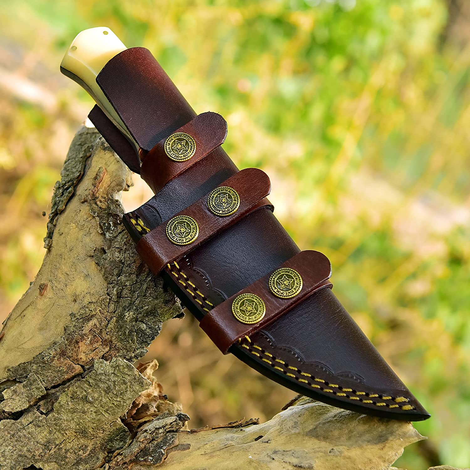KBS Knives Store Skinning Knives Damascus Skinning Knife With Bone-Rose Wood Handle