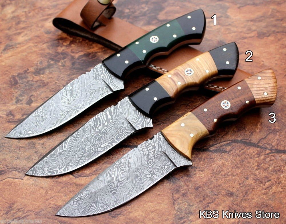 KBS Knives Store Skinning Knives Full Tang Hand Made Twist Damascus Skinning Knives