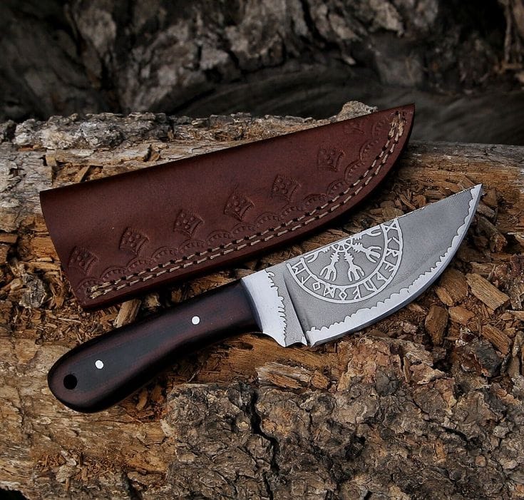 KBS Knives Store Skinning Knives Nordic Valor - Custom Handmade 1095 Steel Classic Viking EDC Knife with Engraved Blade | KBS Knives Store