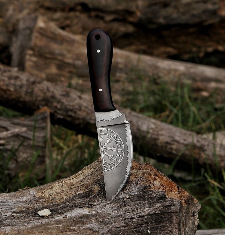 KBS Knives Store Skinning Knives Nordic Valor - Custom Handmade 1095 Steel Classic Viking EDC Knife with Engraved Blade | KBS Knives Store