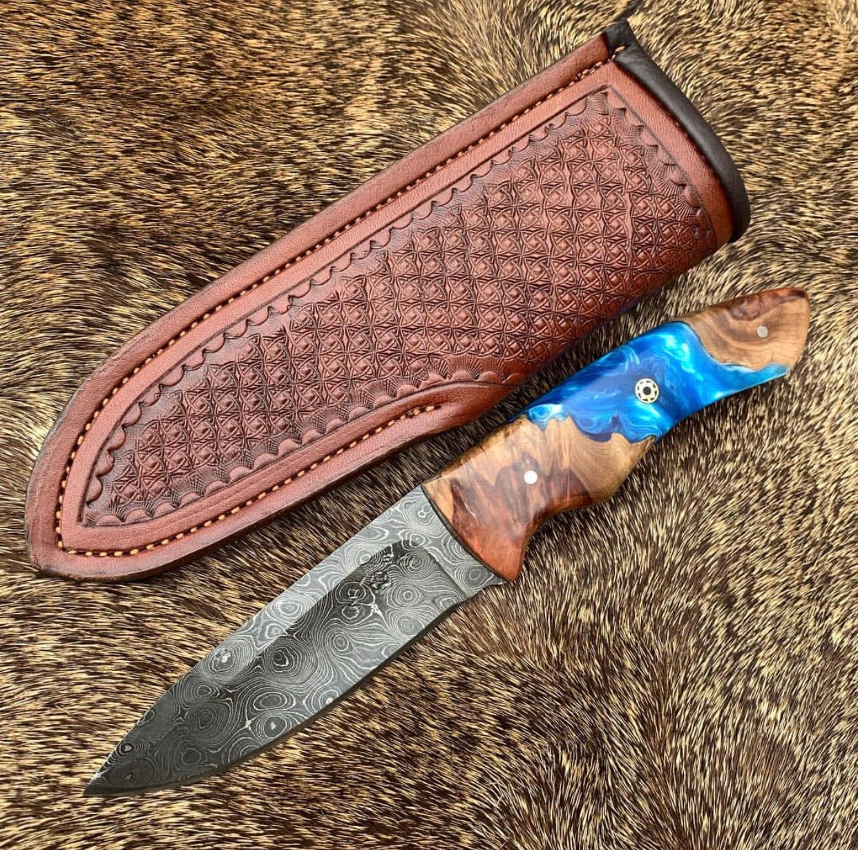 KBS Knives Store Skinning Knives Raindrop Damascus EDC Knife