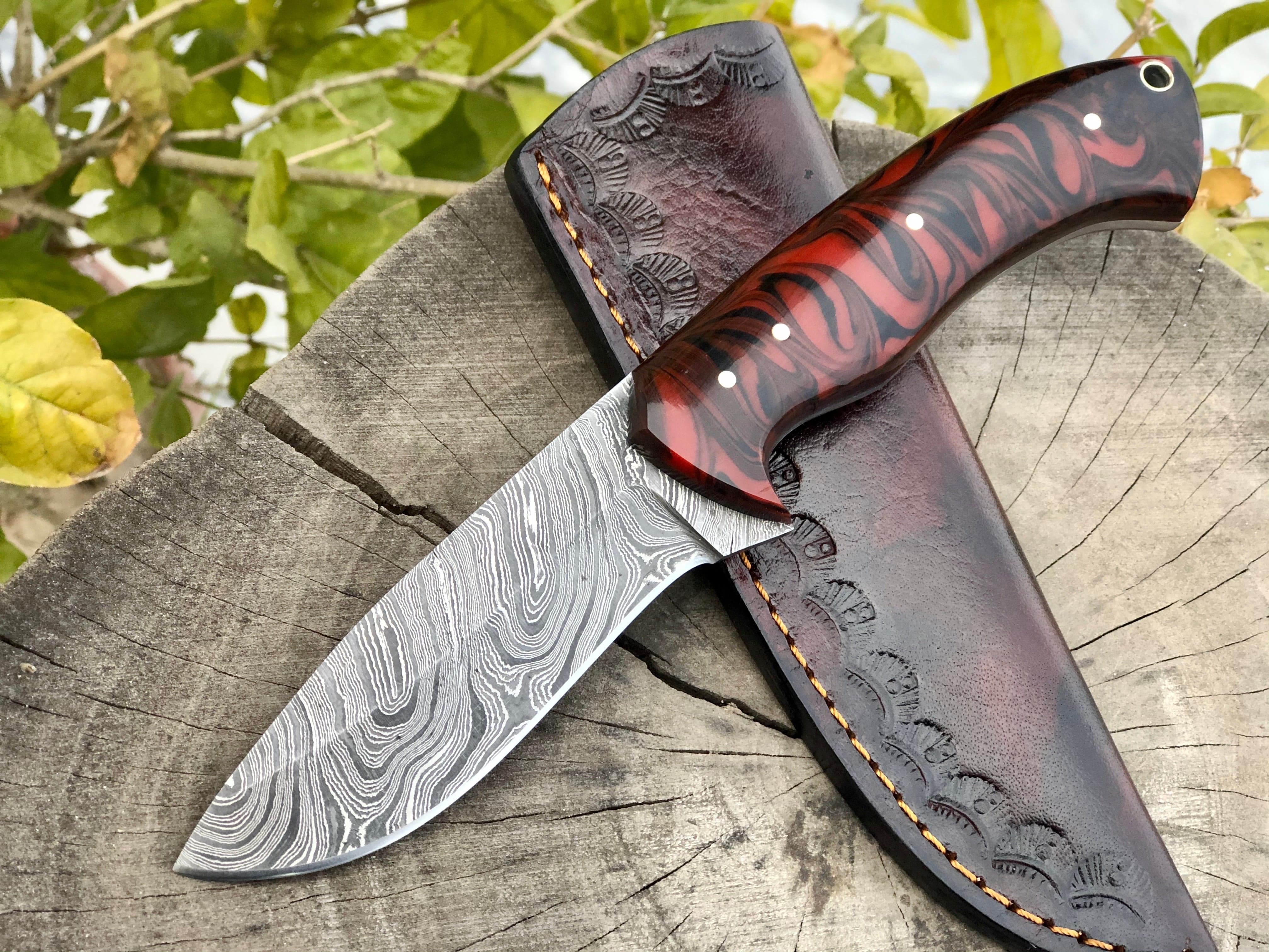 KBS Knives Store Skinning Knives Resin Handle Damascus Hunting Skinning Knife