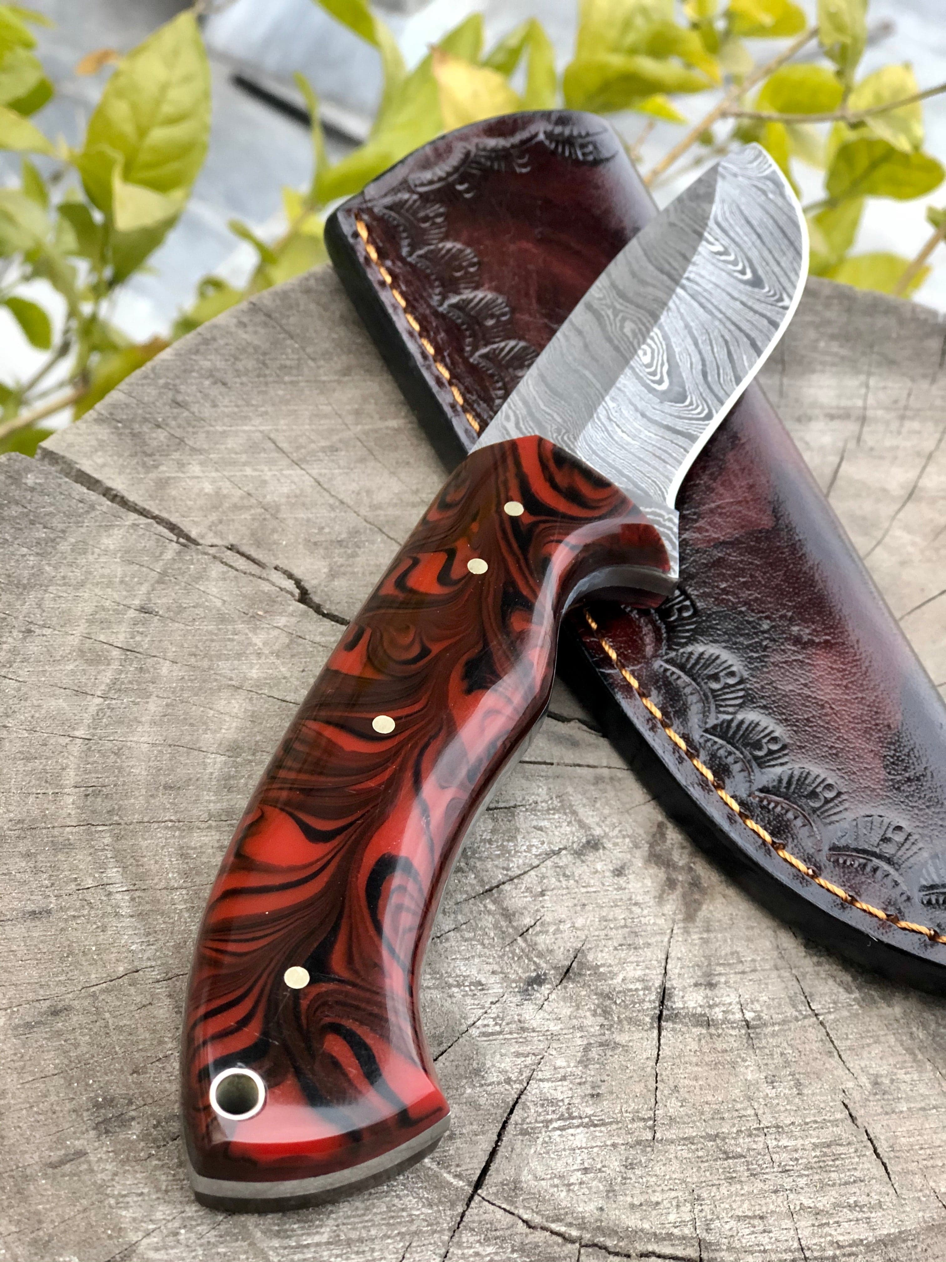 KBS Knives Store Skinning Knives Resin Handle Damascus Hunting Skinning Knife