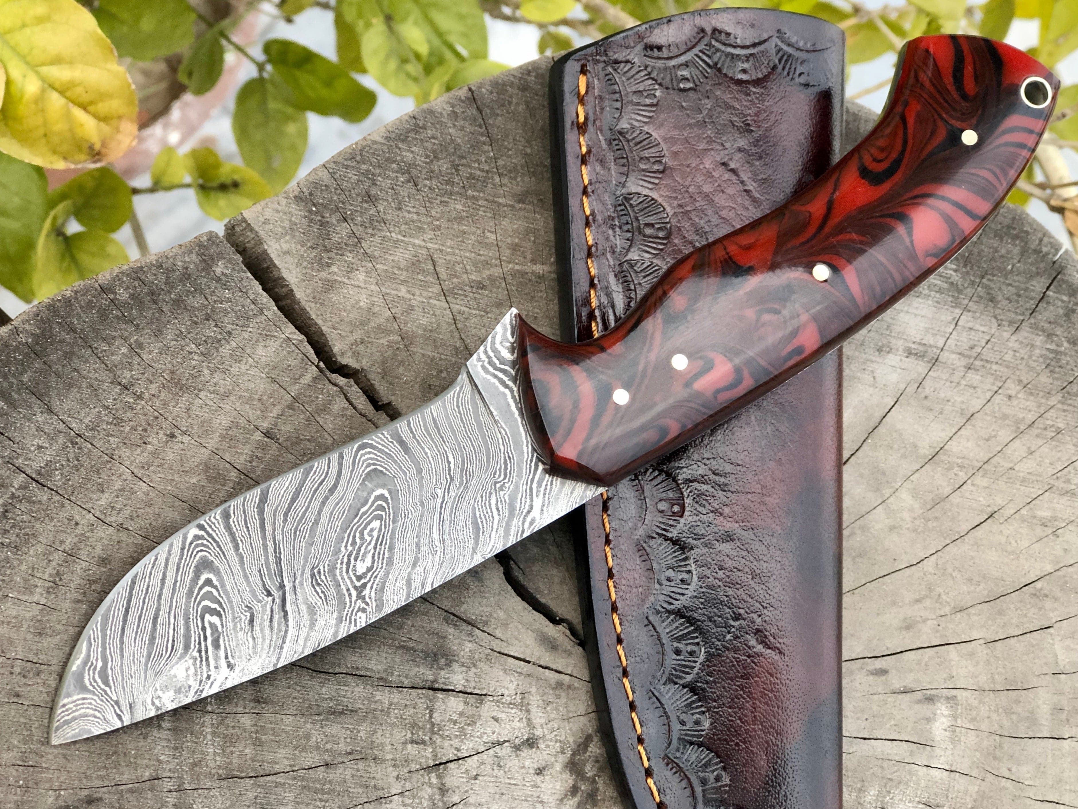 KBS Knives Store Skinning Knives Resin Handle Damascus Hunting Skinning Knife