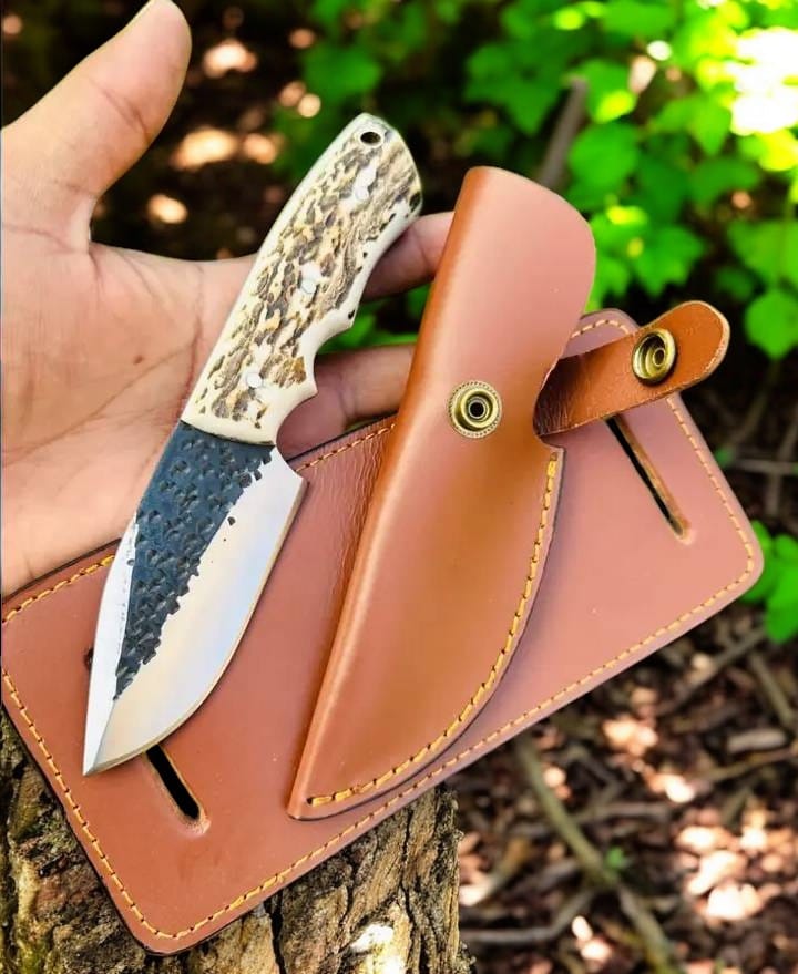 KBS Knives Store Skinning Knives Sharpest Skinning Knife with Antler Horn Handle & Leather Sheath – Whitetail Hunter’s Edge –