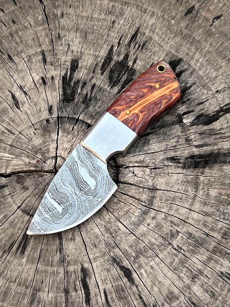 KBS Knives Store Sporting Goods Brown Epoxy Pine Cone Handle Custom Handmade Damascus Steel Skinning Knife