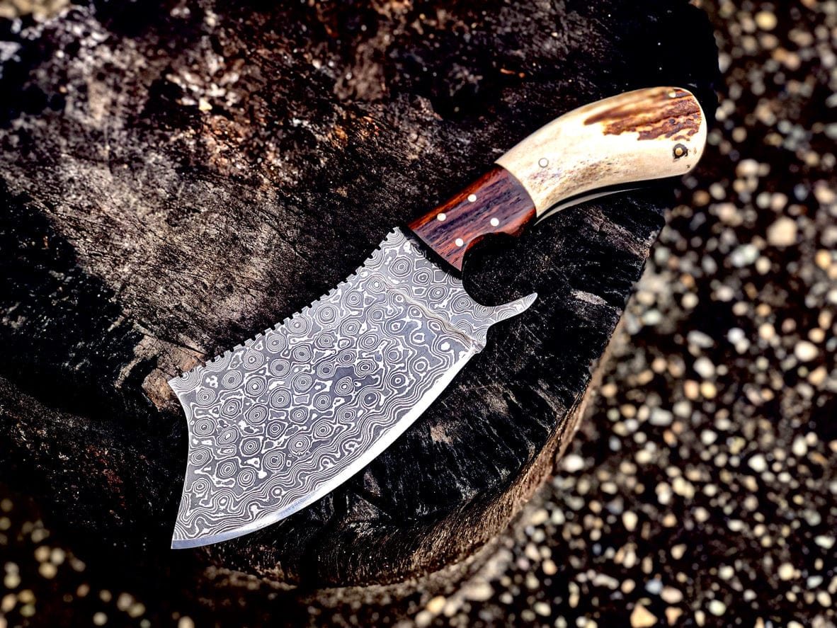 KBS Knives Store Sporting Goods Cleaver Knife With Raindrop Damascus Steel