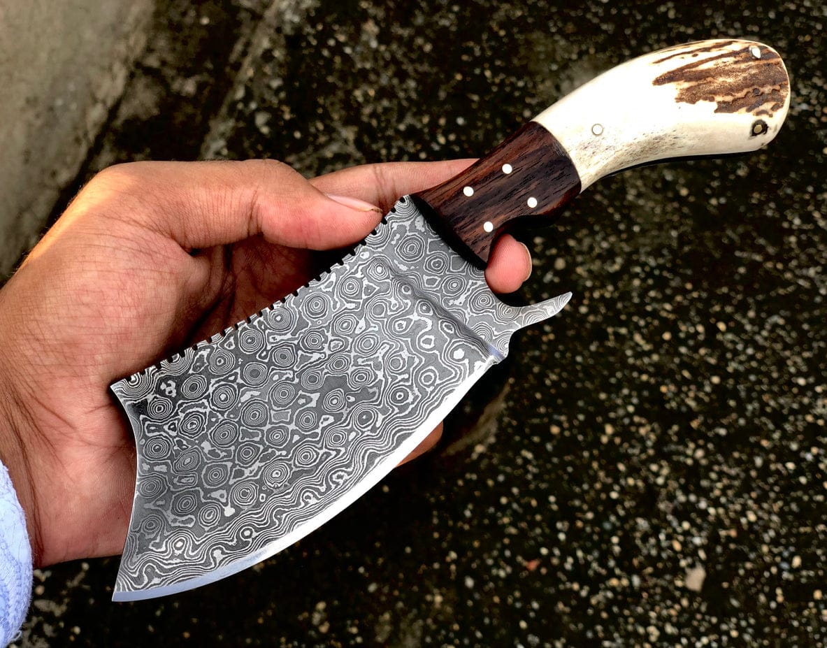 KBS Knives Store Sporting Goods Cleaver Knife With Raindrop Damascus Steel