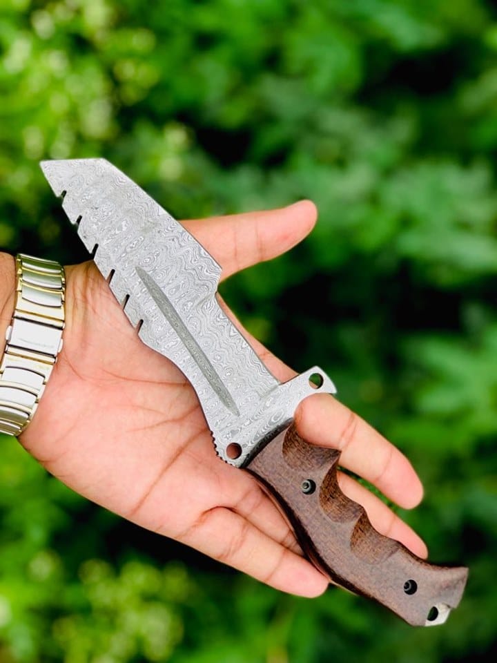 KBS Knives Store Tracker Knife 10-Inch Tracker Knife for Sale 10-Inch - Full Tang Damascus Steel Blade, Micarta G10 Handle, Horizontal Leather Sheath - KBS Knives Store