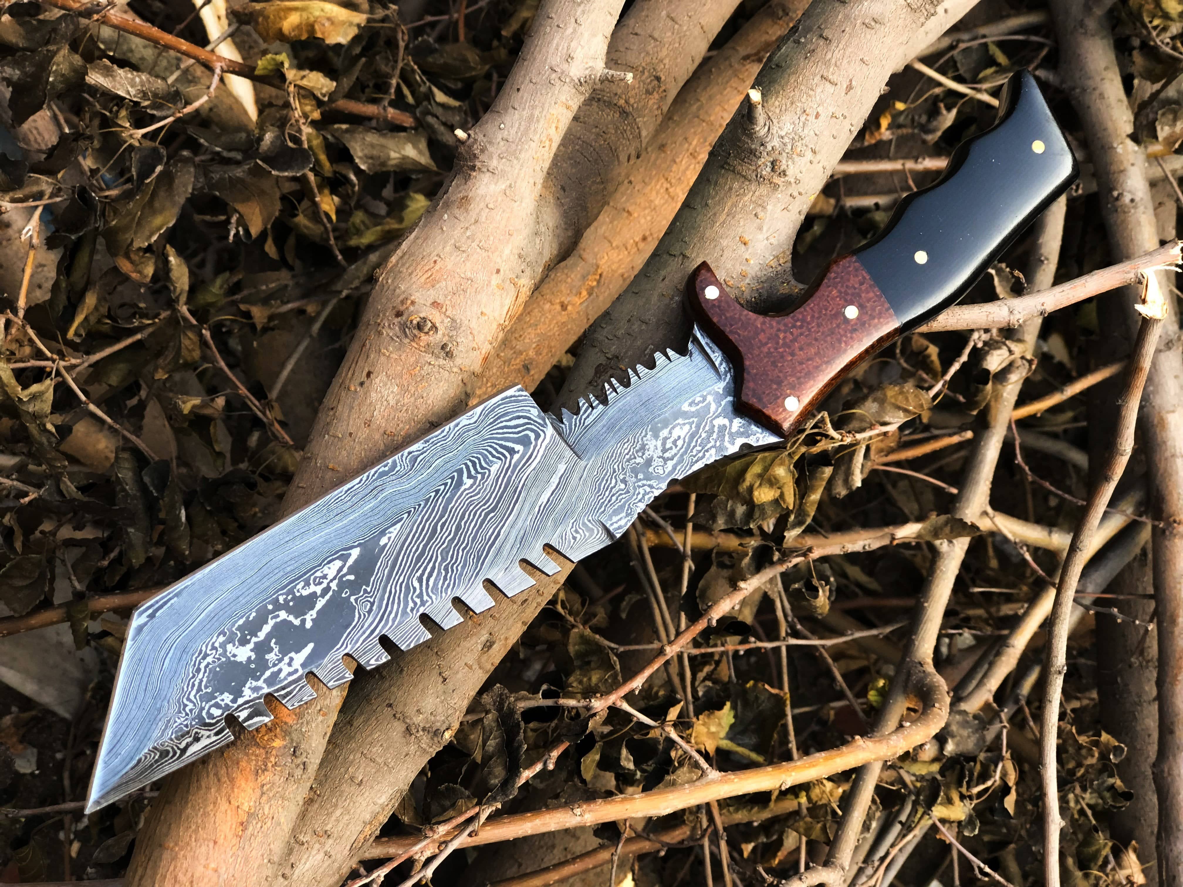 KBS Knives Store Tracker Knife Custom Handcrafted Damascus Steel Tanto Tactical Tracker Knife - Ideal for Survival, Camping & Tactical Use | KBS Knives