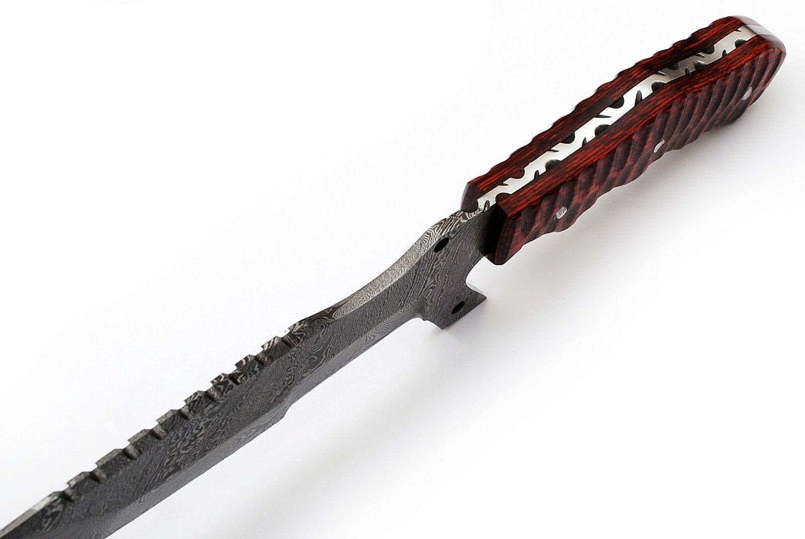 KBS Knives Store Tracker Knife Custom Handcrafted Damascus Steel Tanto Tracker Knife - 11.5" Exotic Color Wood Handle with Horizontal Leather Sheath | Survival, Camping, Tactical | KBS Knives