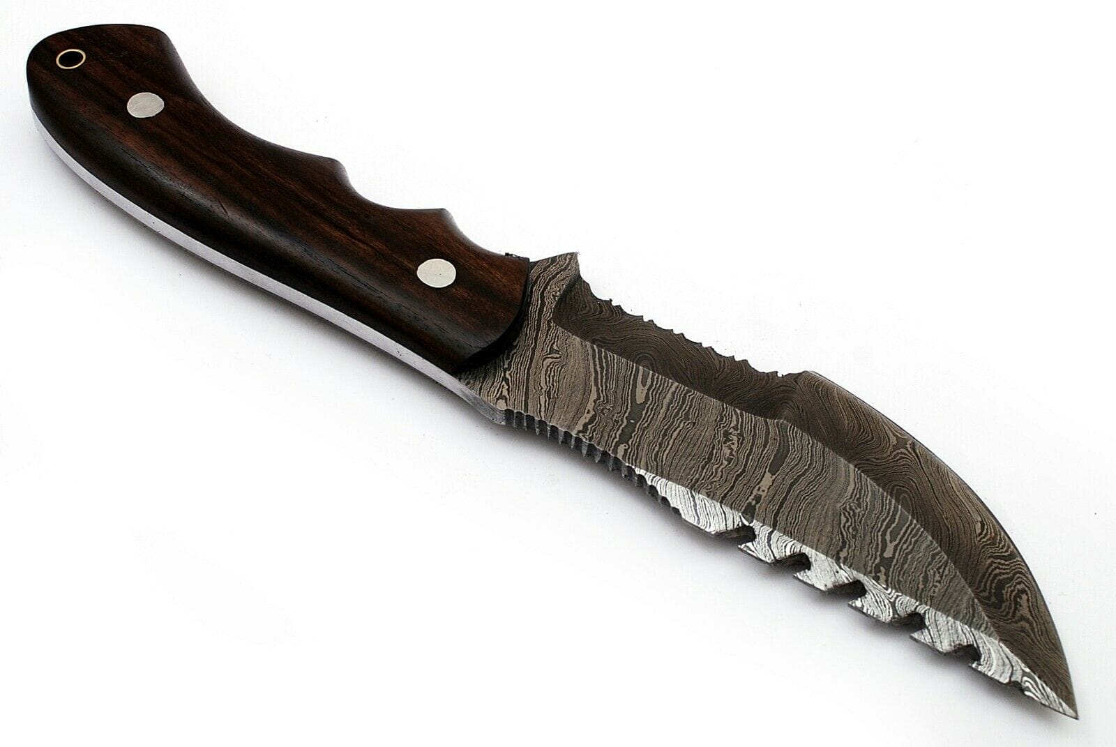 KBS Knives Store Tracker Knife Custom Handcrafted Damascus Steel Tom Brown Tracker Knife - 10" Rosewood Handle with Horizontal Leather Sheath | Survival, Camping, Tactical | KBS Knives