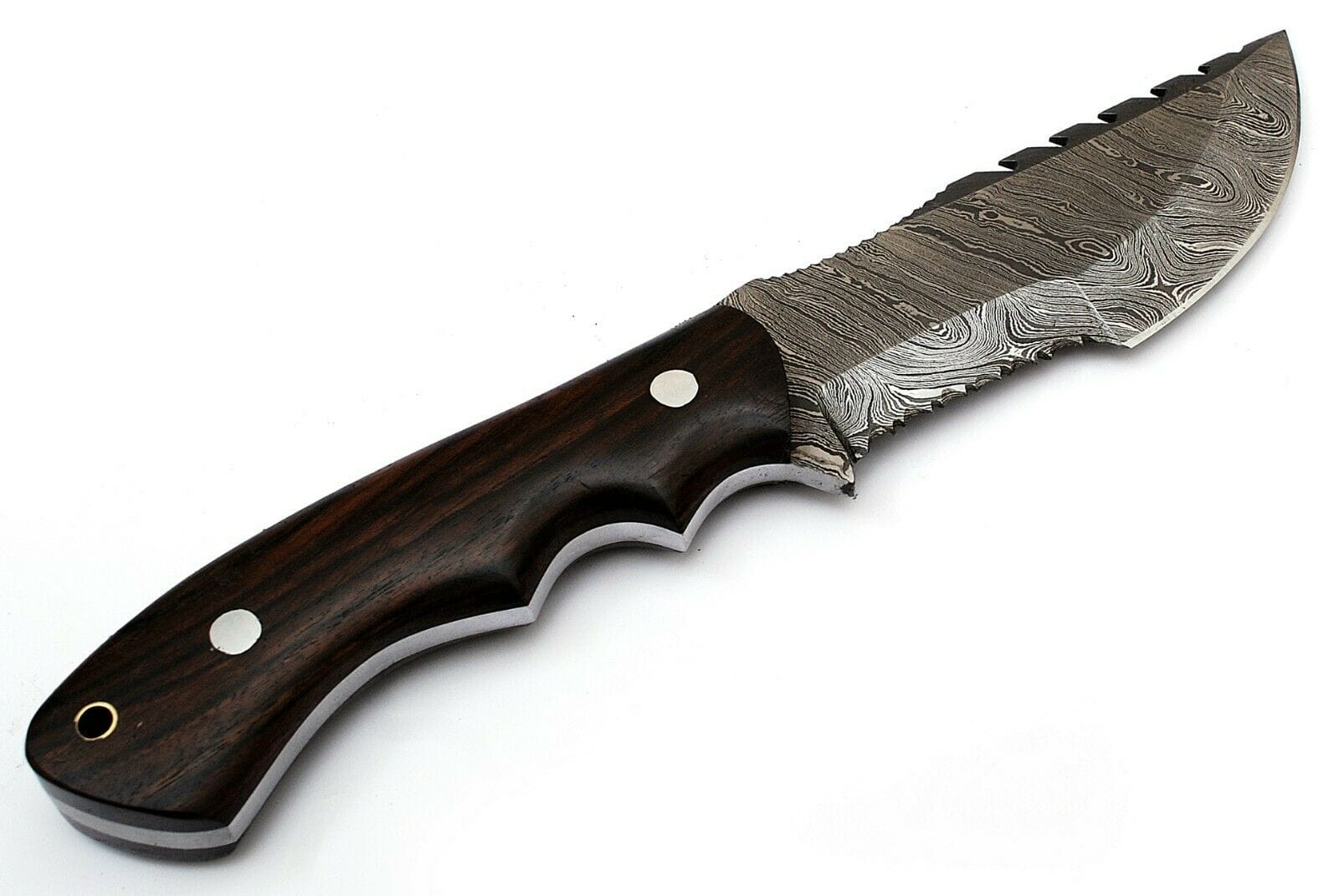 KBS Knives Store Tracker Knife Custom Handcrafted Damascus Steel Tom Brown Tracker Knife - 10" Rosewood Handle with Horizontal Leather Sheath | Survival, Camping, Tactical | KBS Knives