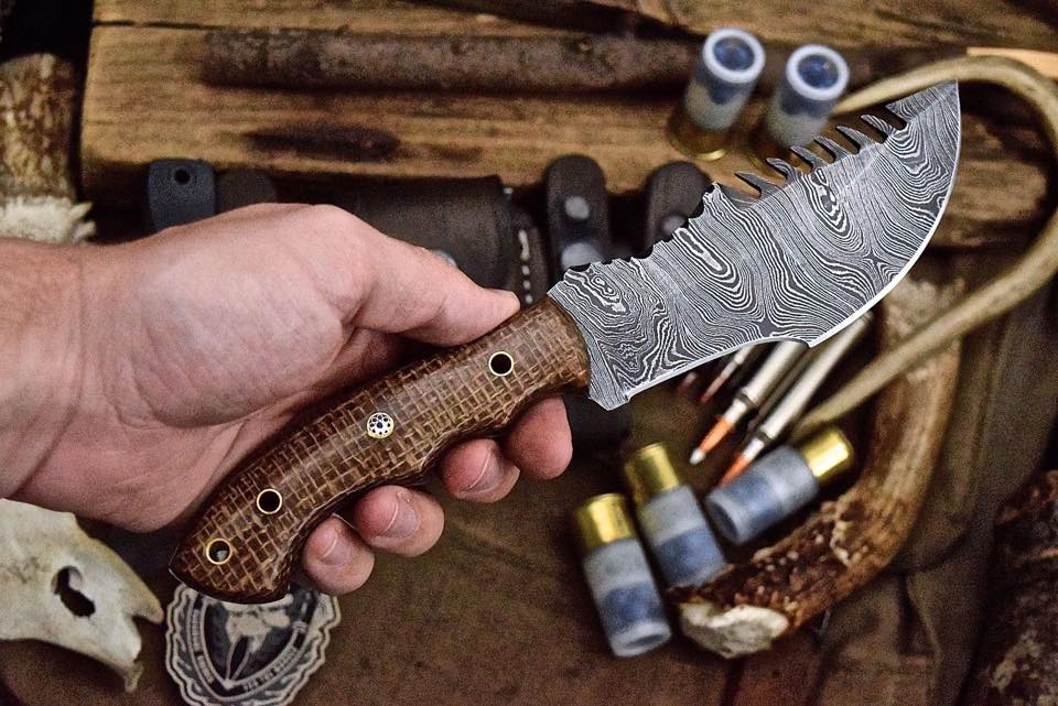 KBS Knives Store Tracker Knife Custom Handcrafted Damascus Steel Tom Brown Tracker Knife - Ideal for Survival, Camping & Tactical Use | KBS Knives