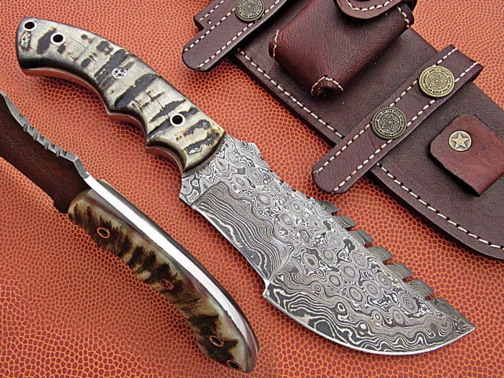 KBS Knives Store Tracker Knife Custom Handcrafted Damascus Steel Tom Brown Tracker Knife - Ideal for Survival, Camping & Tactical Use | KBS Knives