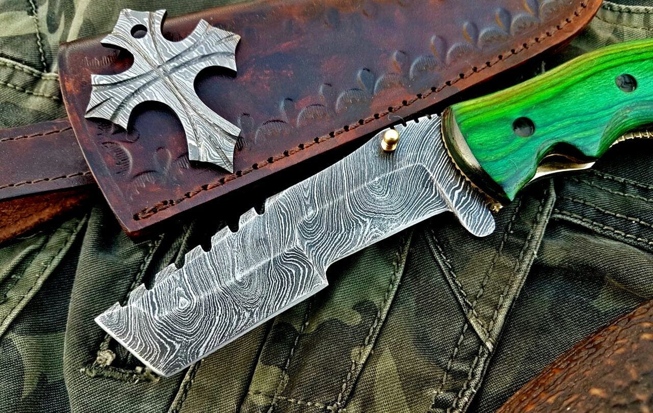 KBS Knives Store Tracker Knife Custom Handcrafted Damascus Steel Tops Tanto Tactical Tracker Folding Knife - Ideal for Survival, Camping & Tactical Use | KBS Knives