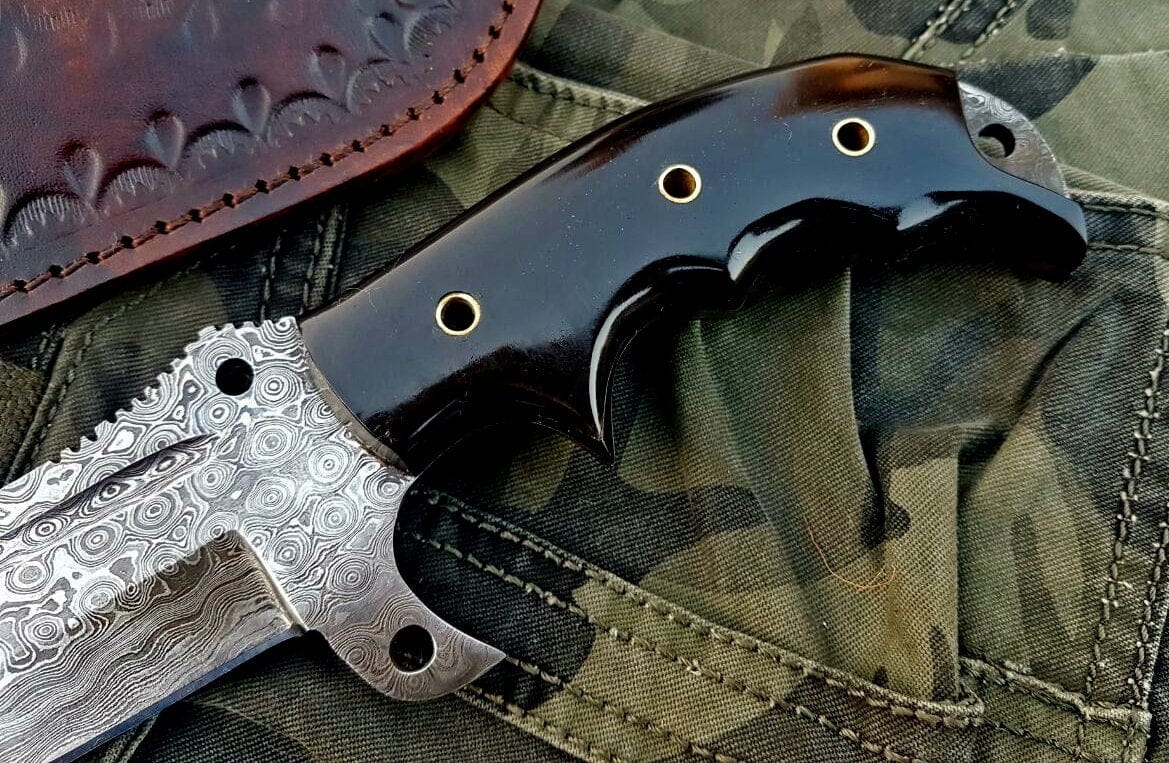 KBS Knives Store Tracker Knife Custom Handcrafted Damascus Steel Tops Tanto Tactical Tracker Knife - Ideal for Survival, Camping & Combat | KBS Knives