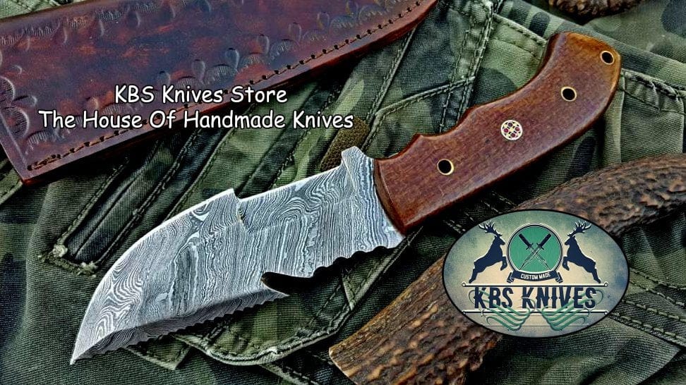 KBS Knives Store Tracker Knife Custom Handcrafted Damascus Steel Tops Tracker Knife - Ideal for Survival, Camping & Tactical Use | KBS Knives