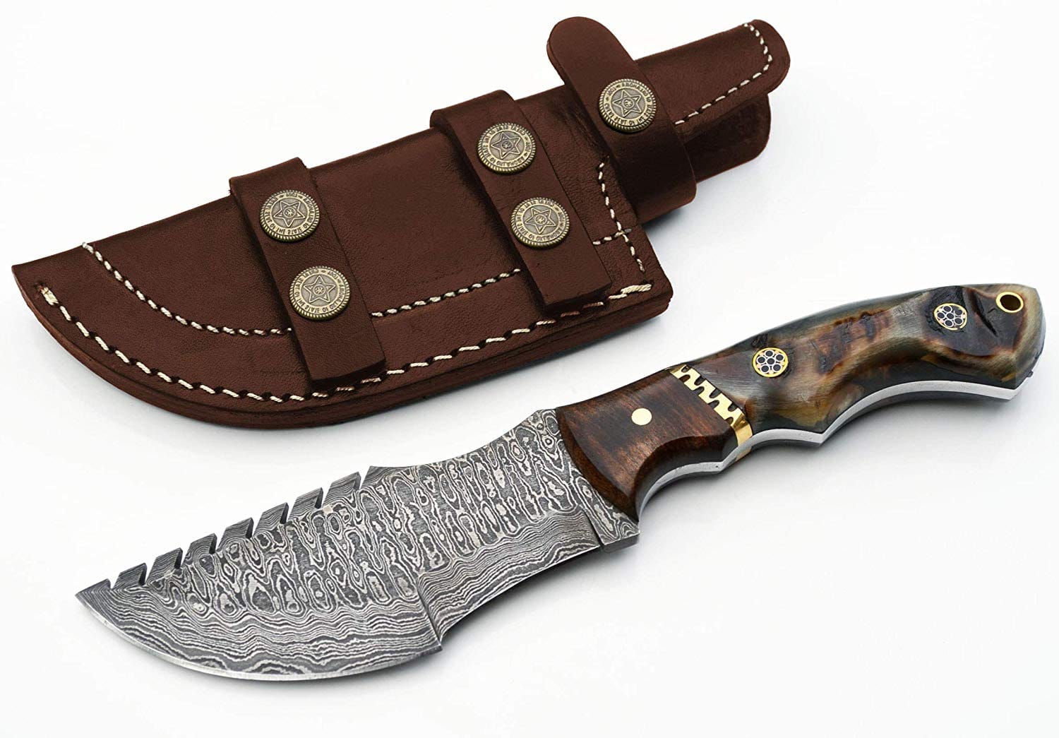 KBS Knives Store Tracker Knife Custom Handcrafted Raindrops Damascus Steel Tom Brown Tracker Knife - Ideal for Survival, Camping & Tactical Use | KBS Knives