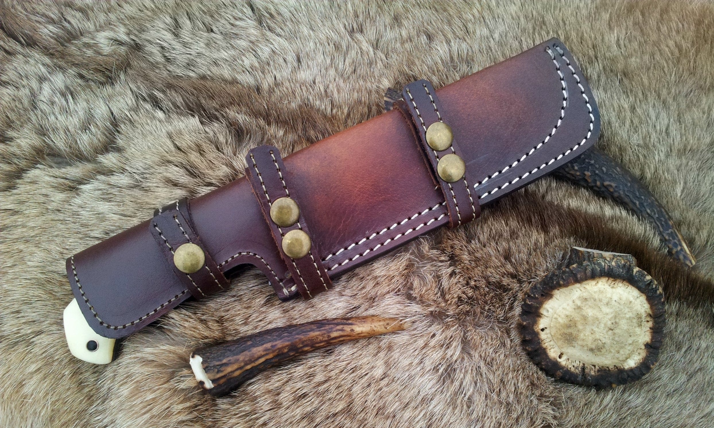 KBS Knives Store Tracker Knife Custom Handmade Damascus Tanto Tracker Knife with Camel Bone Handle and Leather Sheath – Full Tang 12-Inch Survival Knife by KBS Knives