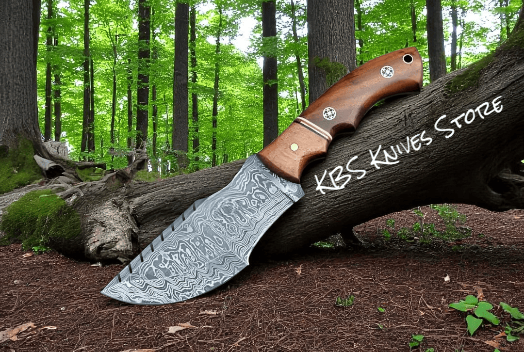 KBS Knives Store Tracker Knife Custom Handmade Damascus Tracker Knife – Scout Carry with Leather Sheath