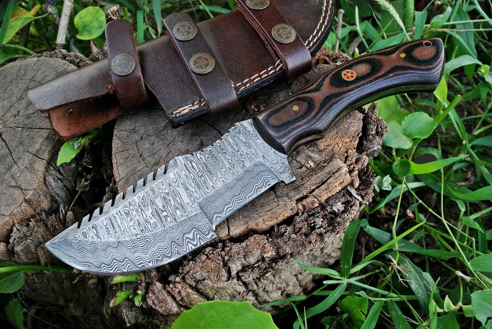 KBS Knives Store Tracker Knife Knife from the Movie The Hunted – 10" Damascus Steel with Micarta Handle