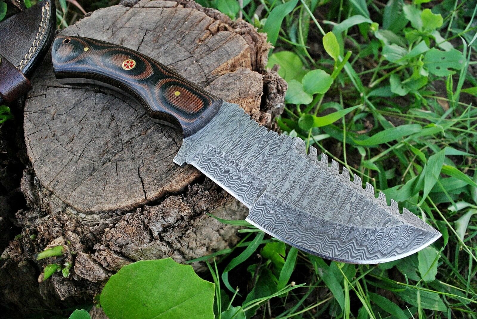 KBS Knives Store Tracker Knife Knife from the Movie The Hunted – 10" Damascus Steel with Micarta Handle