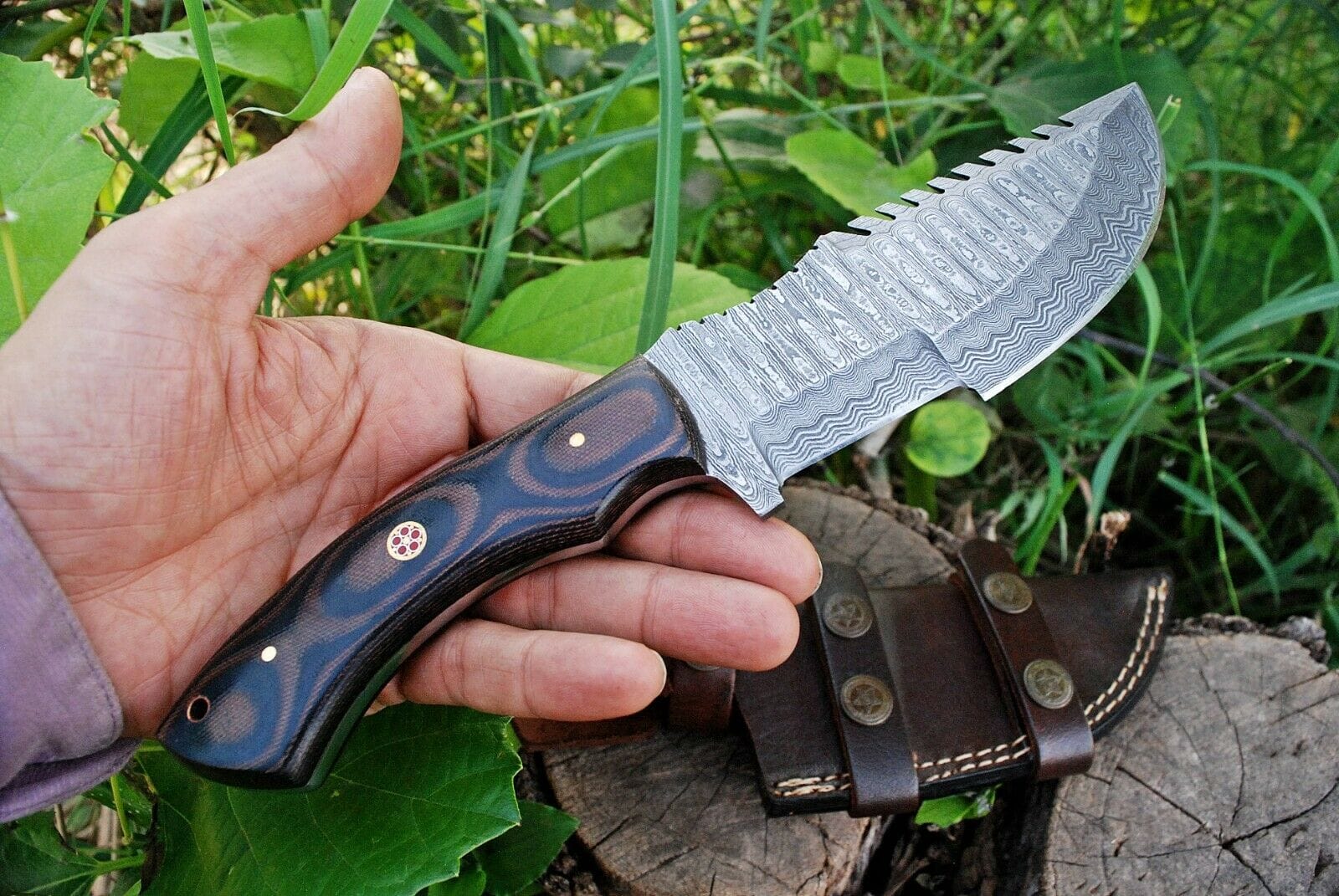 KBS Knives Store Tracker Knife Knife from the Movie The Hunted – 10" Damascus Steel with Micarta Handle