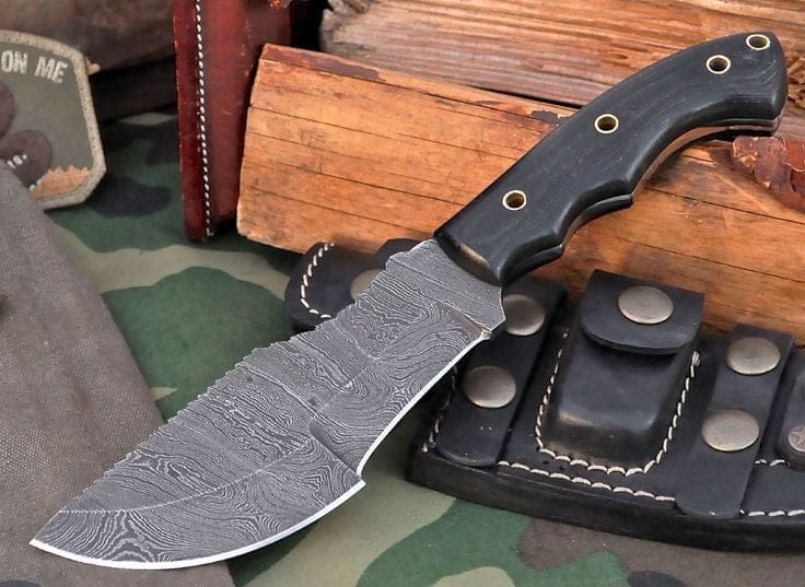 KBS Knives Store Tracker Knife The Knife from The Hunted – 10" Damascus Steel with Micarta Handle