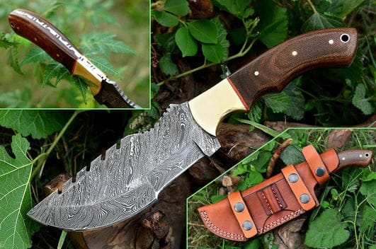 KBS Knives Store Tracker Knife The Knife from the Movie Hunted – 10" Damascus Steel with Micarta Handle