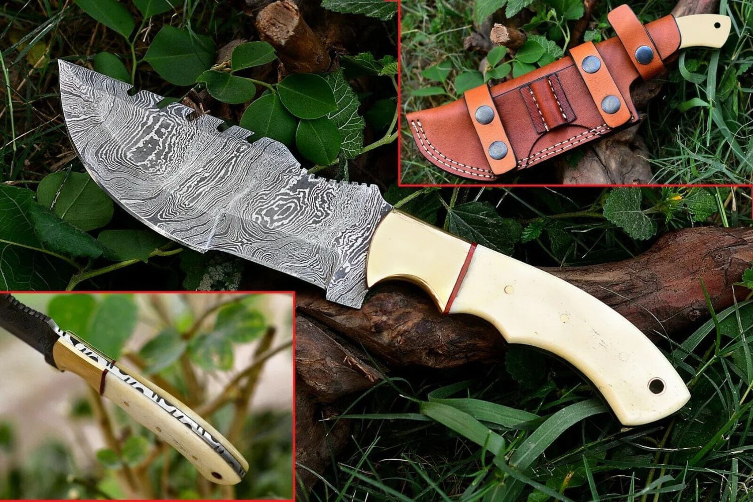 KBS Knives Store Tracker Knife Tom Brown Tracker #3 – Custom Handmade Damascus Survival Knife