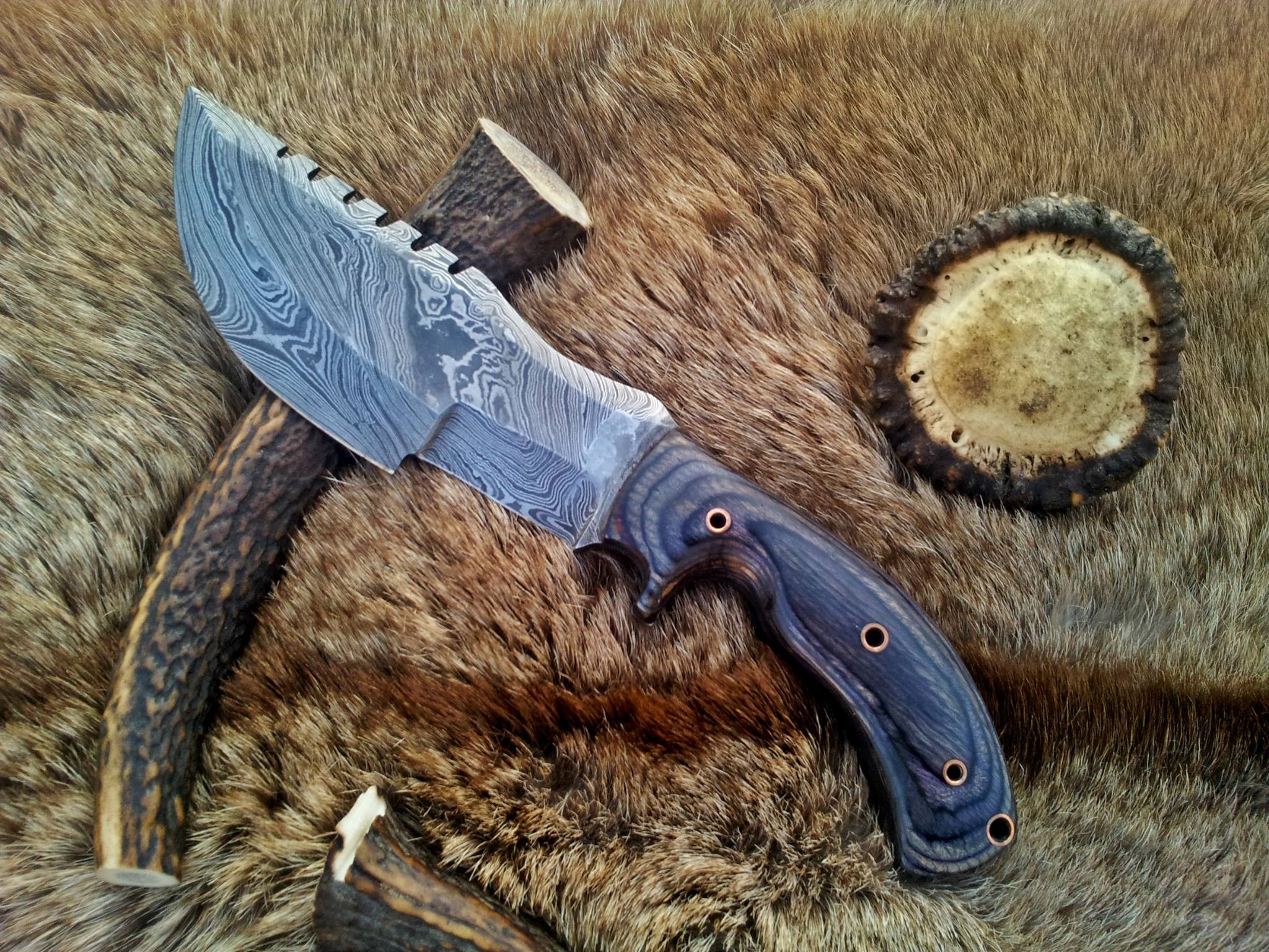KBS Knives Store Tracker Knife Tom Brown Tracker Knife – Custom Handmade Full Tang Damascus Steel Survival Knife with Exotic Wood Handle and Horizontal Leather Sheath | 9.5-Inch Outdoor Knife by KBS Knives