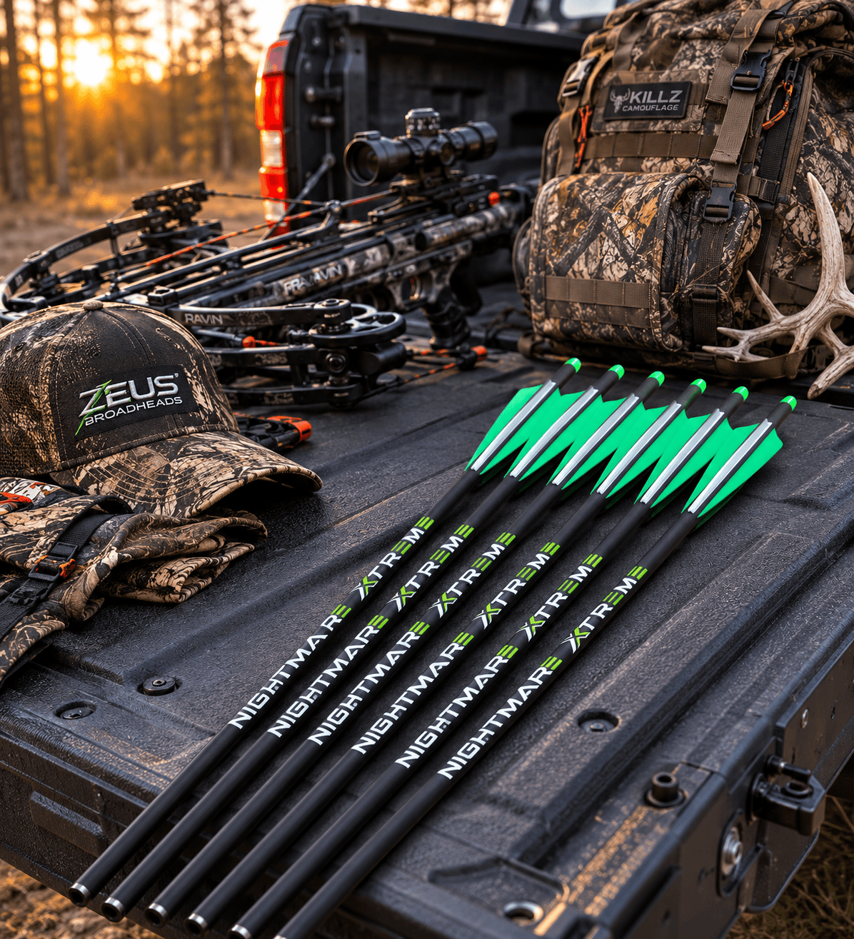 Killz Products Bolts NIGHTMARE XTREME Crossbow Bolts Carbon Half Moon and Capture Nocks 20"