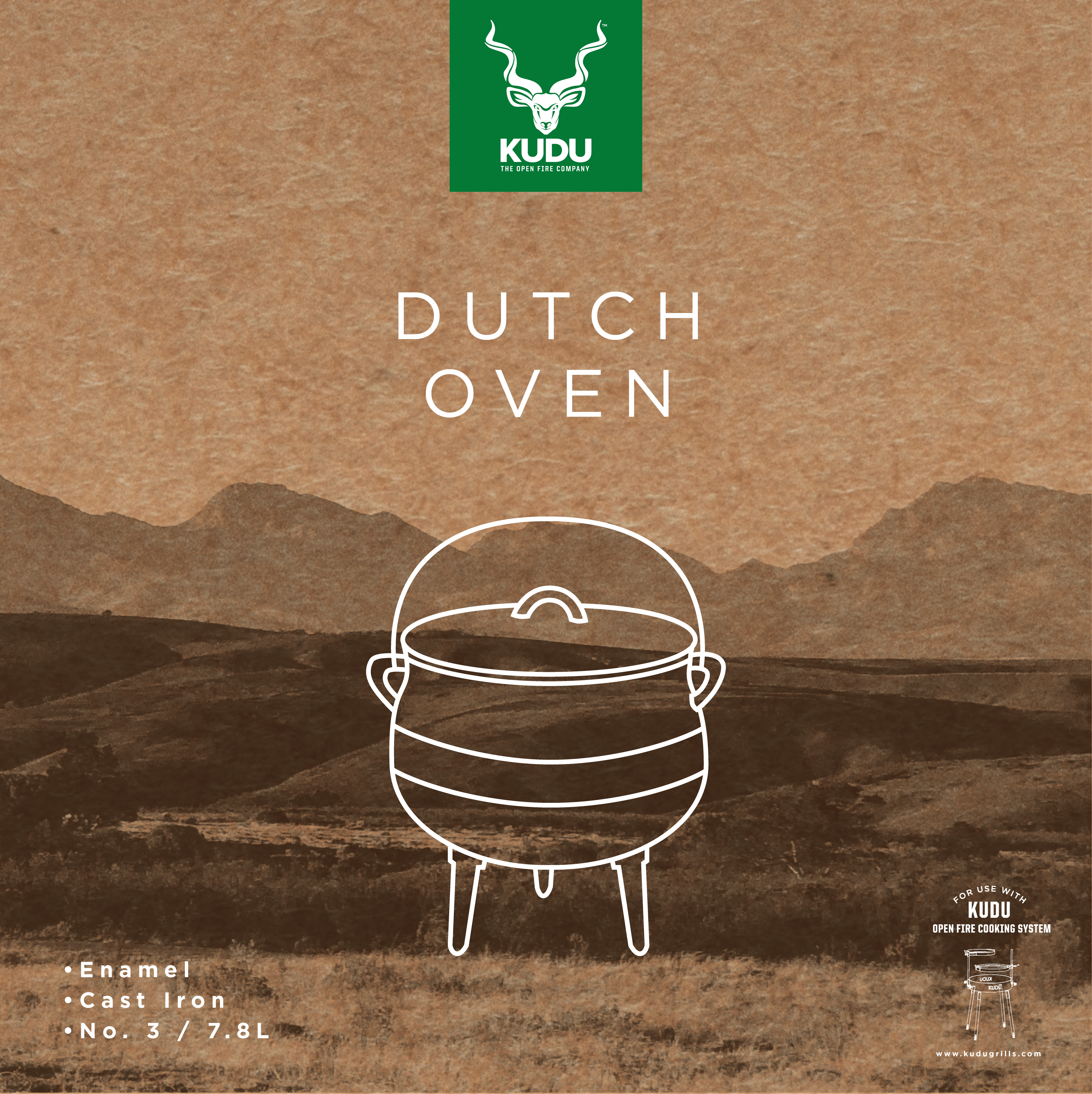 KUDU Grills Accessories KUDU Enamel Dutch Oven No. 3 Potjie
