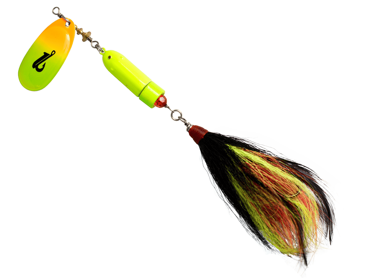 Livingston Lures Spinnerbaits Hot Orange Chartreuse / Perch Sound Classic Killer Bucktail