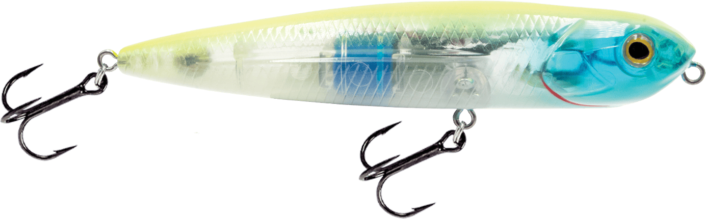 Livingston Lures Walking Baits Chartreuse Blue Shiner Walking Boss Jr. 4"