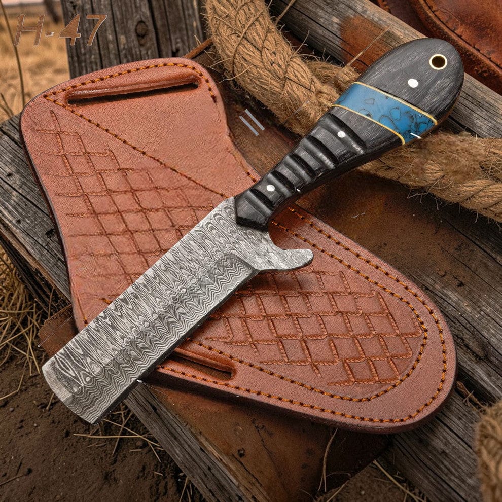 MALIKA KNIVES simple Bull Cutter Knife 1095 Damascus Steel Ranch Knife