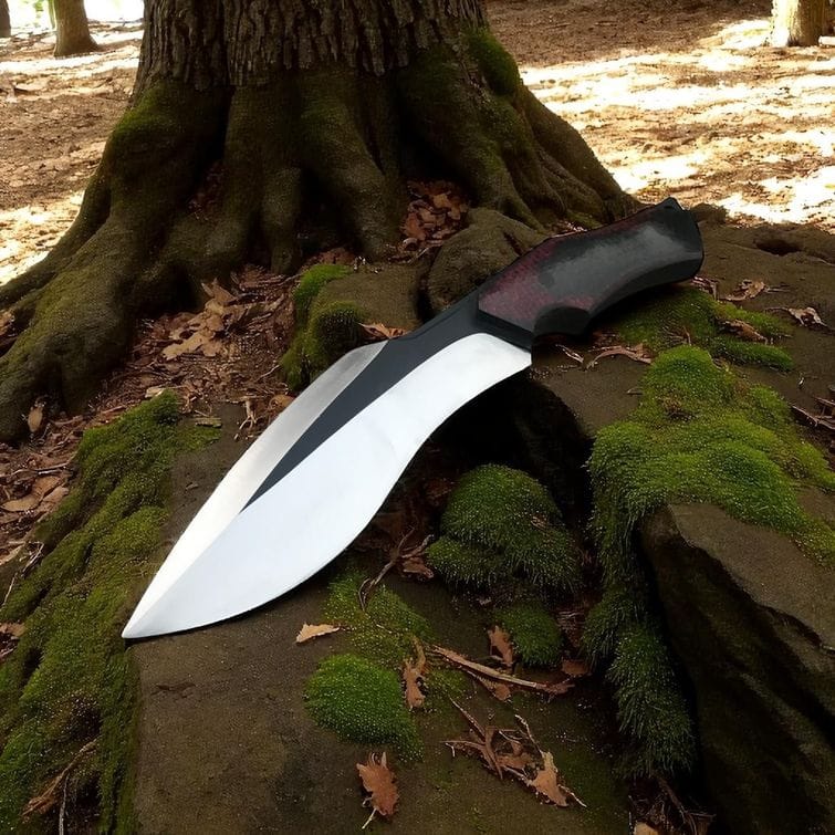 MALIKA KNIVES simple Bushcraft Knife – 5 mm Blade & Red Micarta Handle