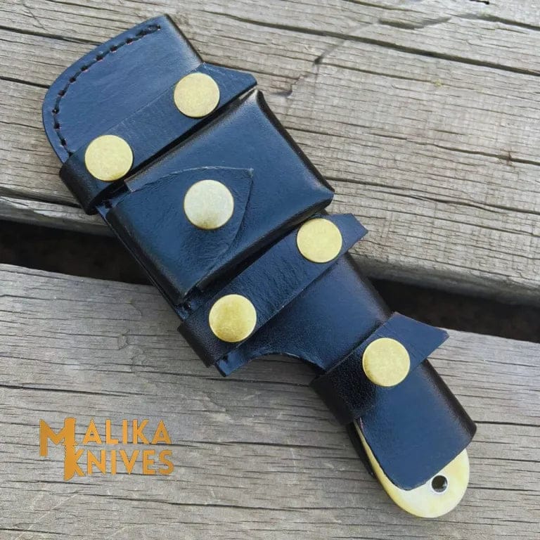 MALIKA KNIVES simple Camel Bone Skinner Knife with leather Sheath