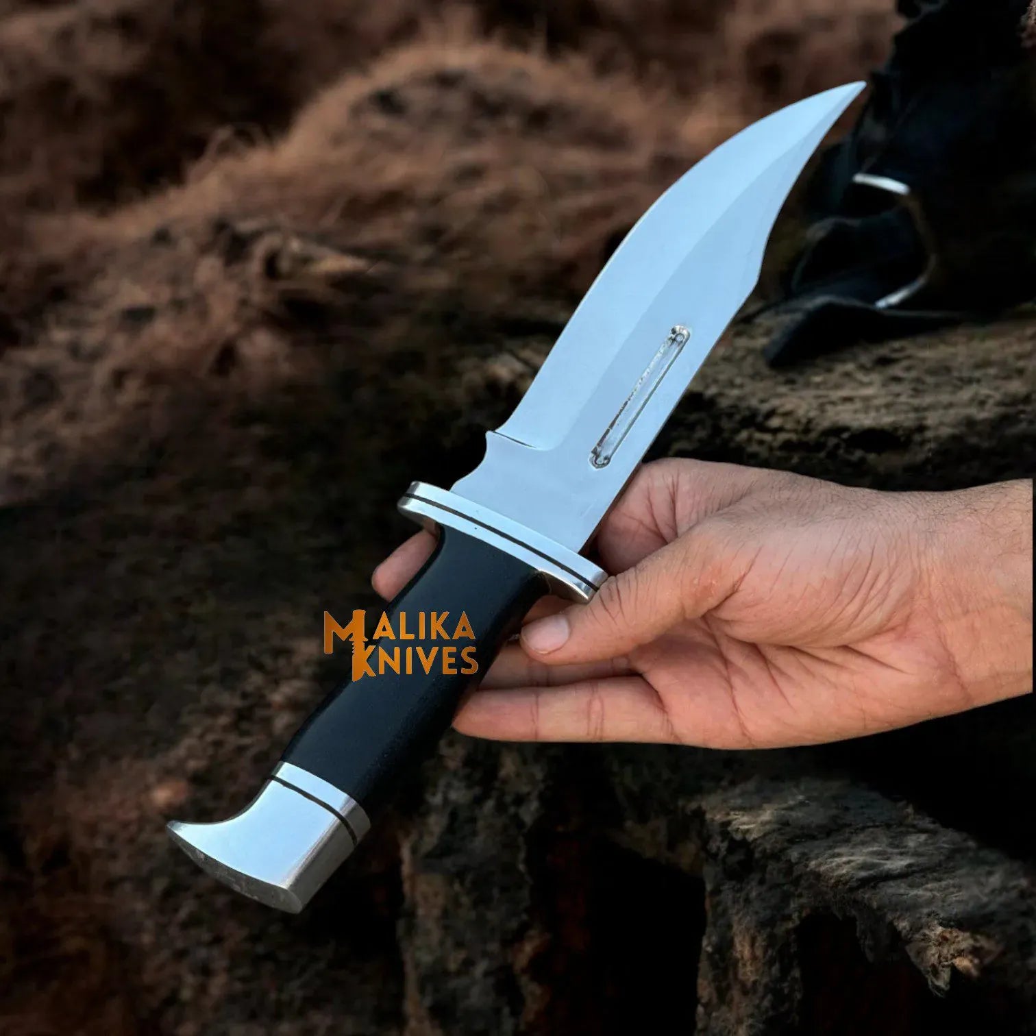 MALIKA KNIVES simple Clip Point Bowie Knife 6” D2 Steel | G10 Handle