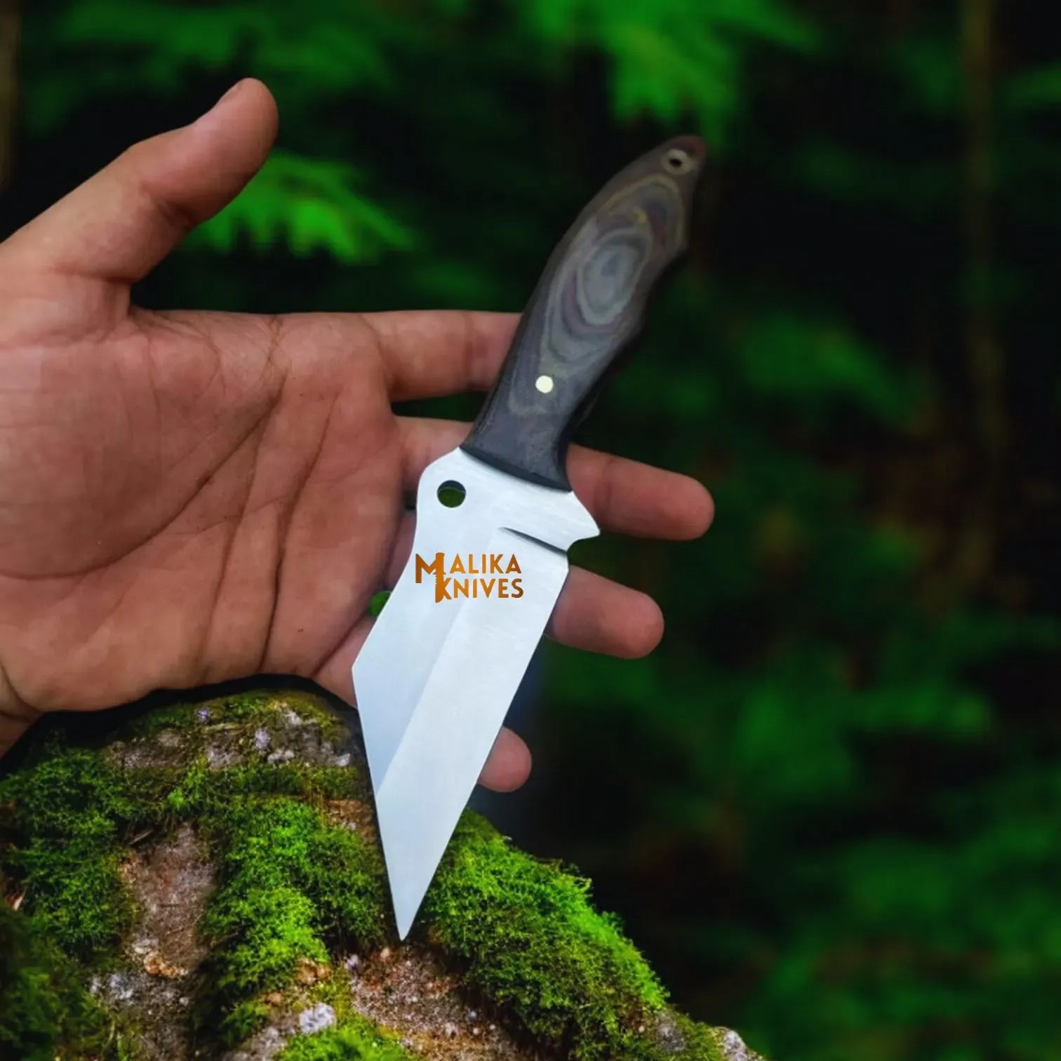 MALIKA KNIVES simple Compact D2 Hunting Knife | Fixed Blade with G10 Handle